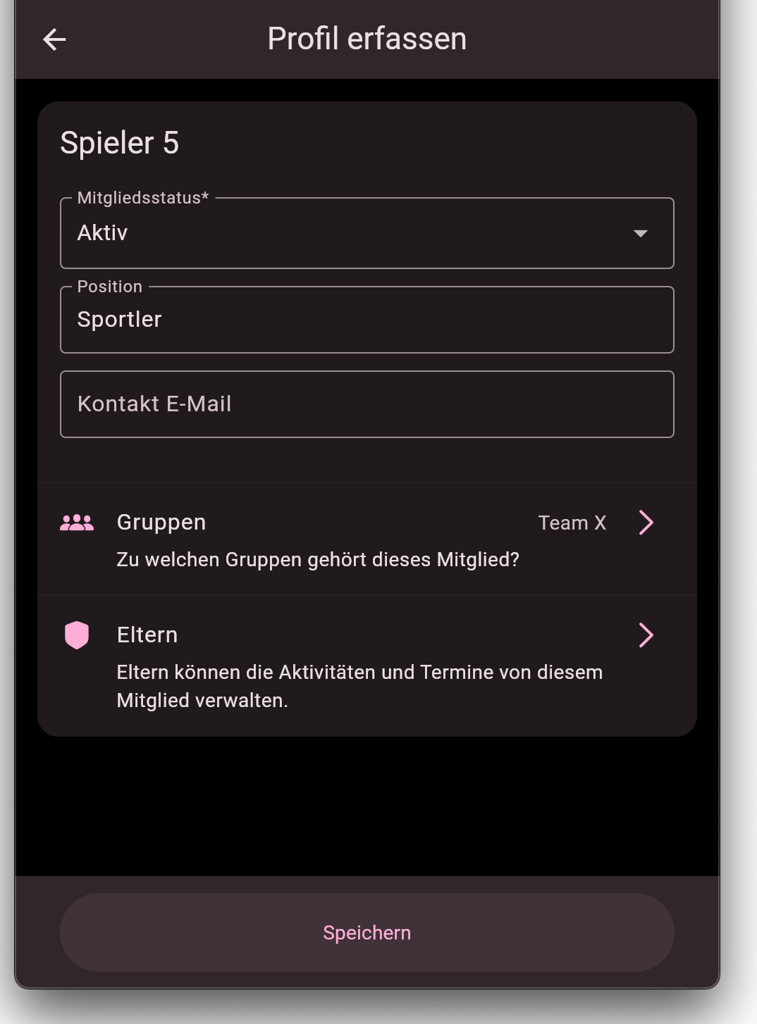 Eingabemaske um eine Einladung zu erstellen